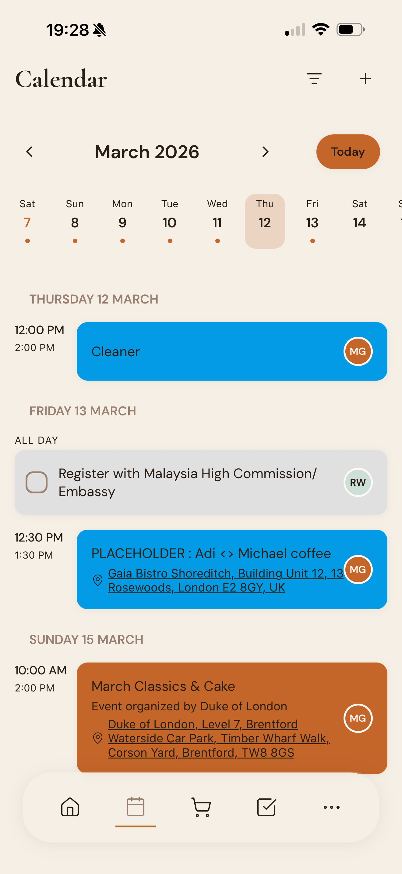 Everyone's calendar - up to date