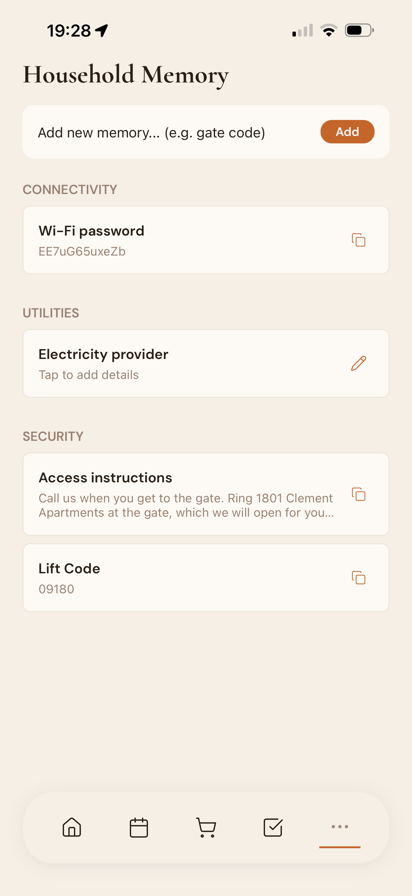 Household memory - built by nolo